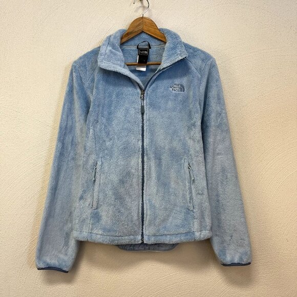 The North Face Osito Light Blue Fuzzy Full Zip Jacket sz Small - Picture 1 of 5
